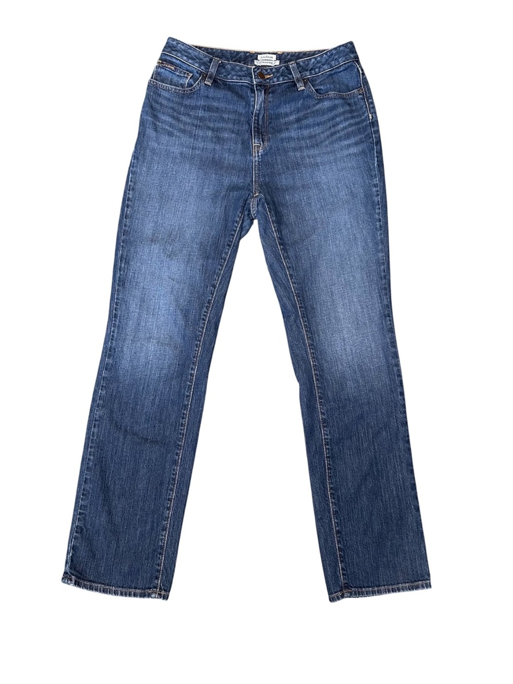 LL BEAN Womens Jeans mid Rise Sz 8 blue classic fit Straight Leg #306
